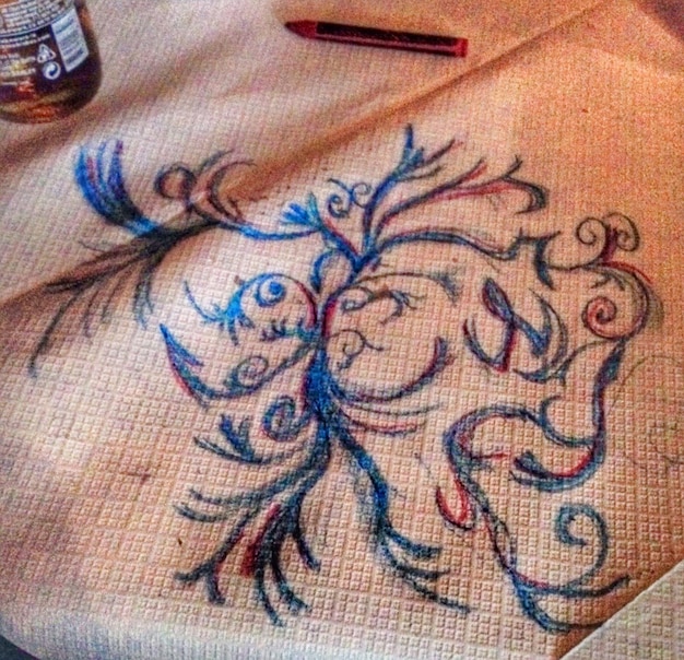 Rukou vyšívaný vzor na plátne